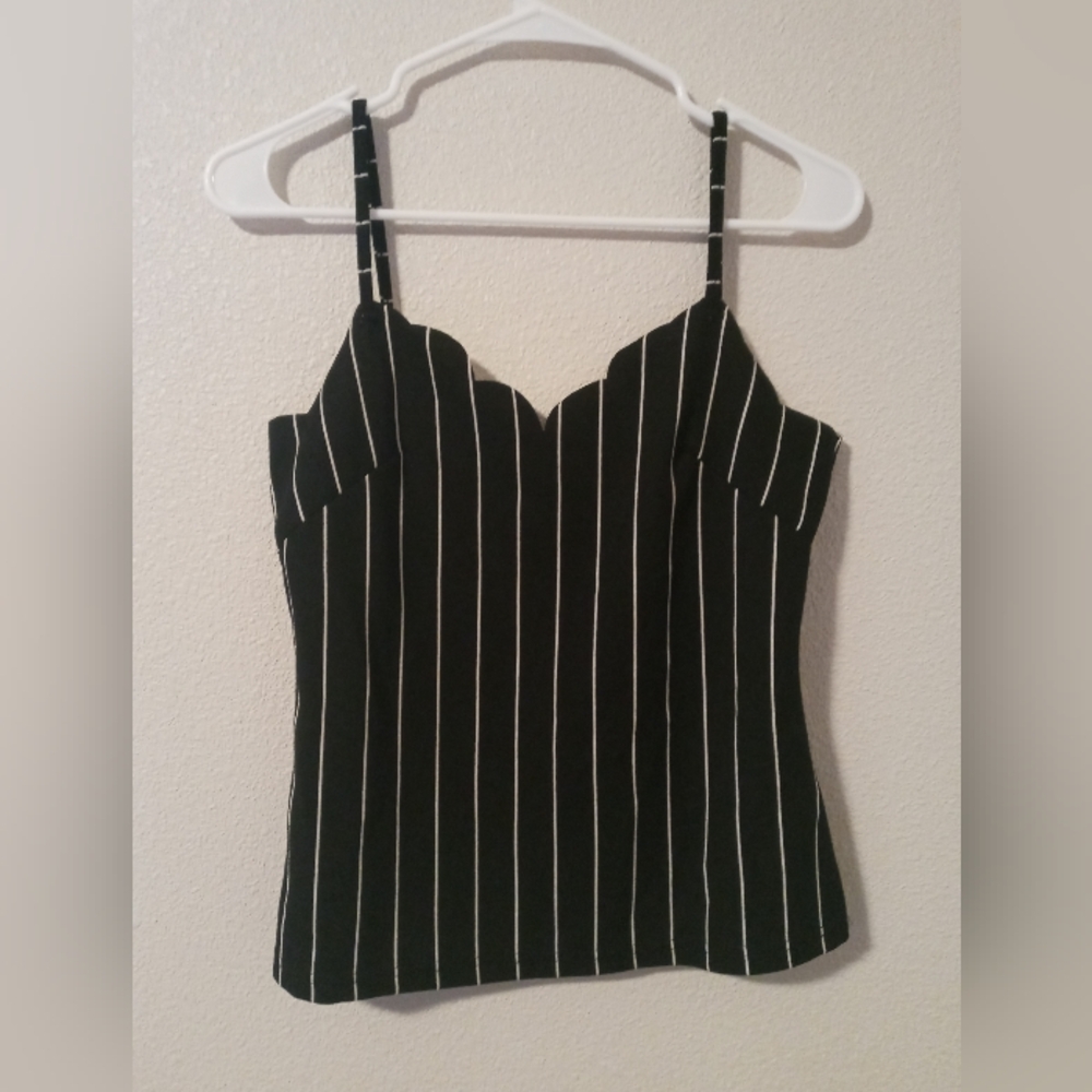 SHEIN Black and White Pinstripe Camisole/Tank NWOT